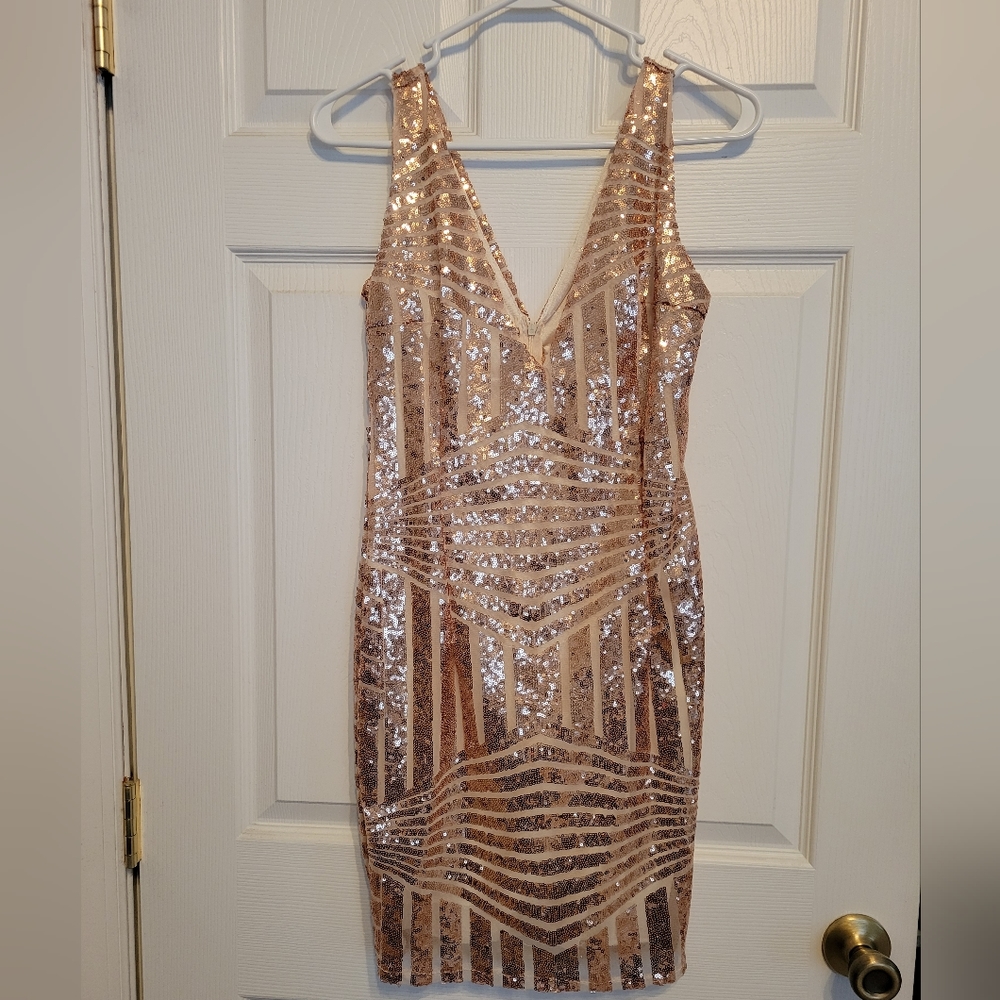 Form fitting sequined dress